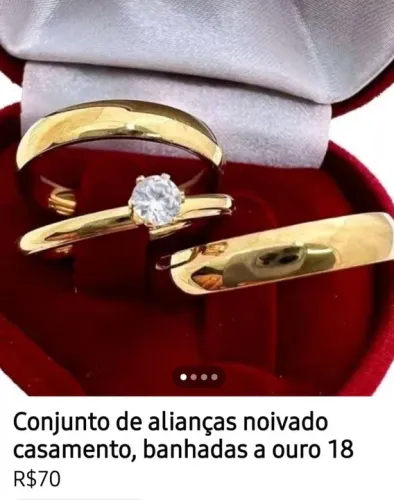 Conjunto de alianças banhadas a ouro 18