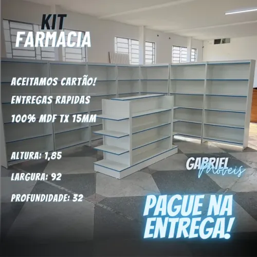 Gôndola + Prateleira branca MDF Kit 