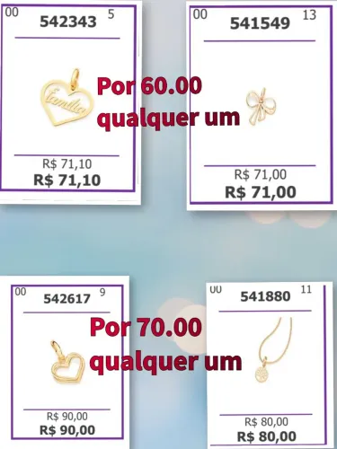 Pingentes Folheados a Ouro por R$60 ou R$70!