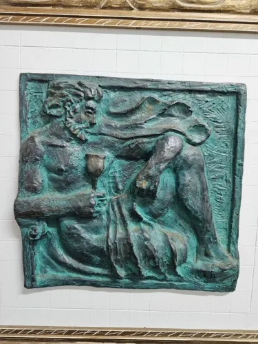 Quadro de pedra deus do vinho