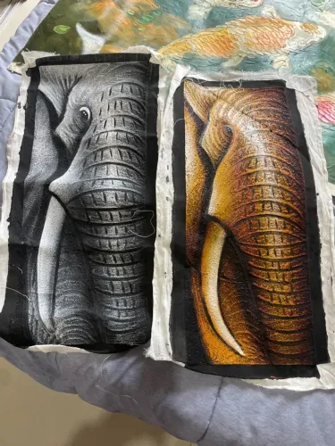 Quadros de Elefantes - Arte em Tecido