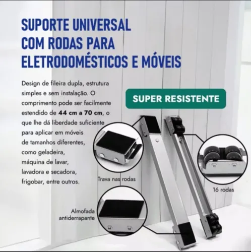 Suporte universal com rodas para eletrodomésticos e móveis