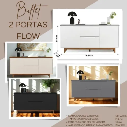 Buffet 2 Portas Flow - Design Moderno