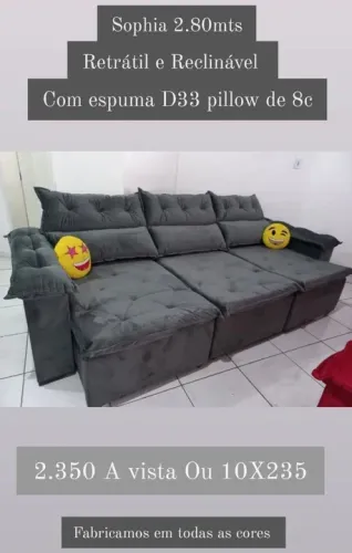 Sofá Retrátil e Reclinável 2.80m - Sophia