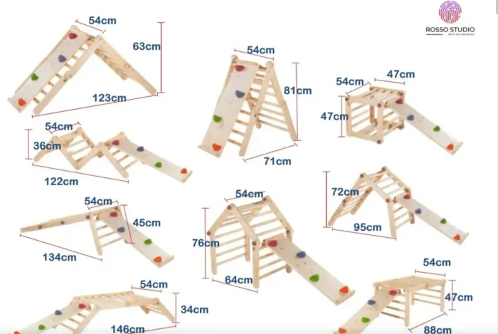 Triângulo Pikler articulado + rampa 2 em 1
