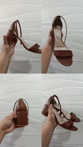 Sandália marrom salto bloco