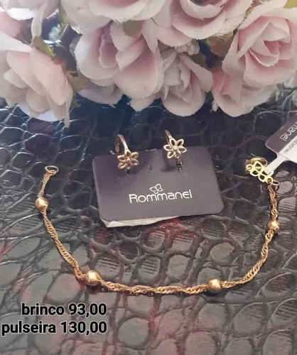 Conjunto Rommanel: Brincos e Pulseira 