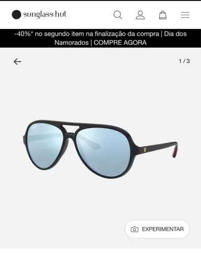 Par de Lentes Espelhadas Ray-ban cor azul claro 