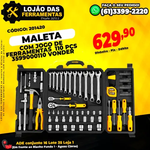 Maleta Com Jogo de Ferramentas 110 Pçs * Vonder