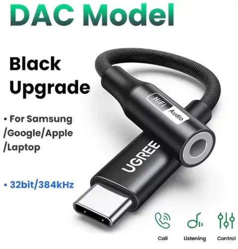 Adaptador UGREEN USB-C para P2 - DAC 32bit/384kHz Hi-Res