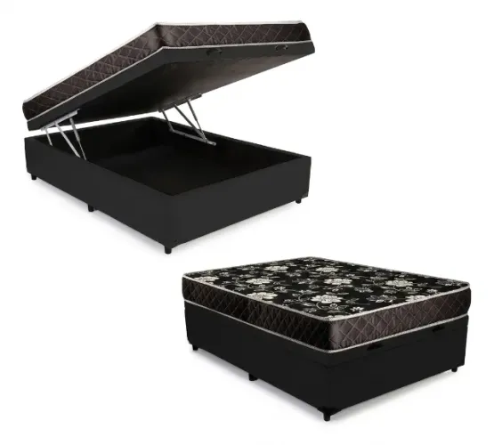 Cama Box Baú Casal + Colchão Molas Soft Dream 138x188x20 Cm