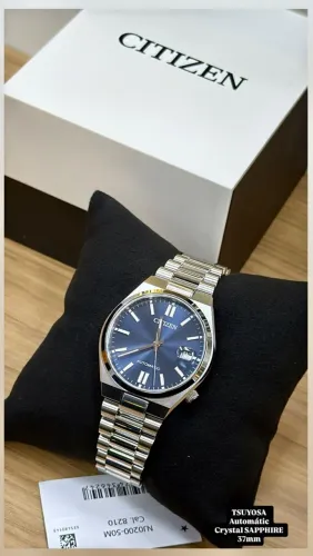 Citizen Tsuyosa azul 37mm NJ0200-50M - vidro safira frontal e traseiro