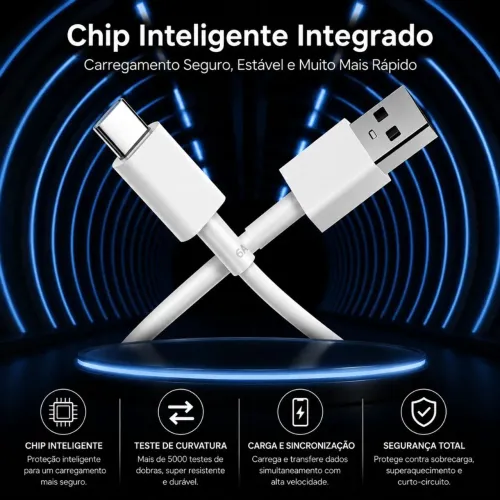 Cabo USB Tipo C USB 3.0 Carregamento Rapido High Speed