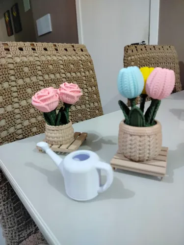 Mini flores tricô para decoração
