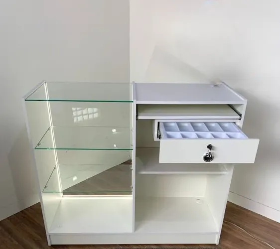 Balcão De Atendimento Com Vidro L 1.00 M
