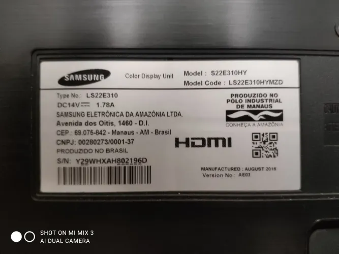 Monitor Samsung 22 polegadas HDMI x VGA