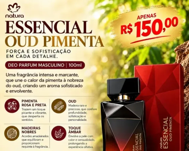Perfume Natura Essencial Oud Pimenta Masculino 100ML (NOVO/ORIGINAL)