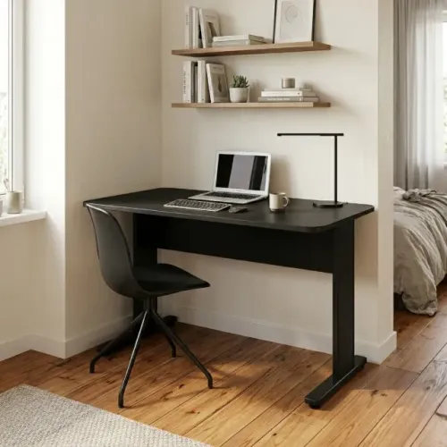 Mesa Escritório Compacta Preto Estrutura Reforçada Ideal Home Office 43088