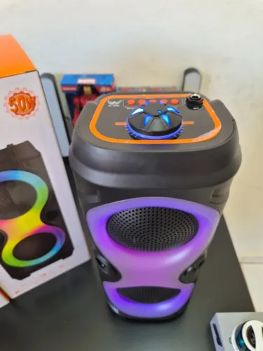 Caixa de Som Bluetooth 50W, LED RGB TWS USB/FM Alto falante Para Praia, Festa viagem