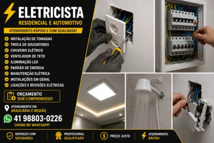? Eletricista Residencial e Automotivo em Araucária e Região | Atendimento Rápido