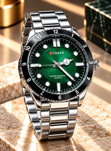 Relógio de pulso Curren Horizon Verde Aço Inox PROVA D'ÁGUA Novo