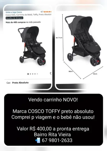 Vendo carrinho de bebe NOVO!!!