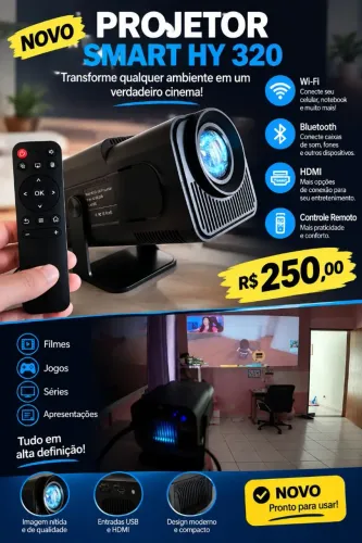 Projetor hy320 4k smart Jundiaí SP interior