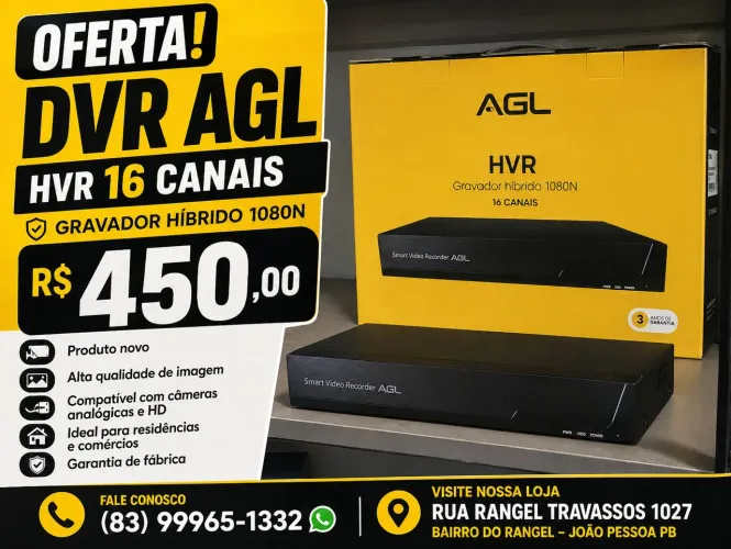 DVR AGL 16 CANAIS HVR 1080N - GRAVADOR HÍBRIDO PARA GRAVAÇÃO DE CÂMERA DE SEGURANÇA