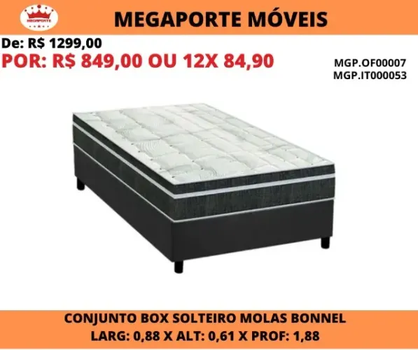 CAMA BOX SOLTEIRO DE MOLAS