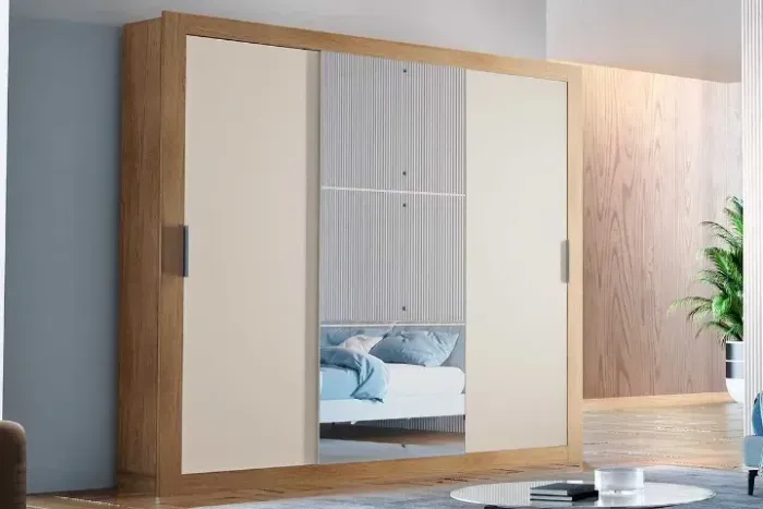 Guarda Roupa Casal Veneza 3 Portas 4 Gavetas com Espelho -SUPER OFERTA!