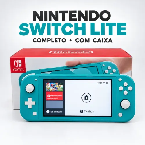 Nintendo Switch Lite Turquesa completo com caixa