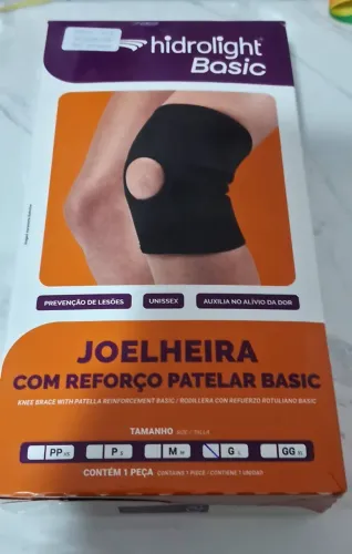Joelheira com reforço patelar, tamanho G, seminova