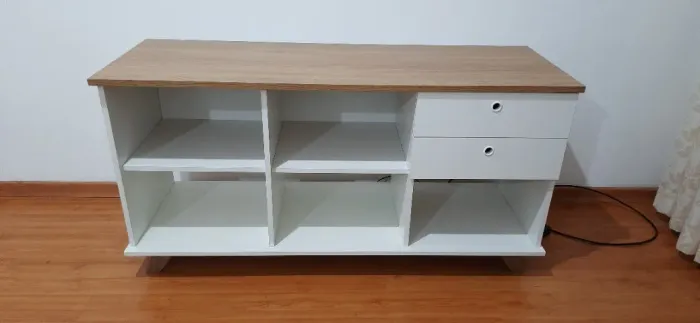 Rack/balcão com 2 gavetas Artany Olmo/branco