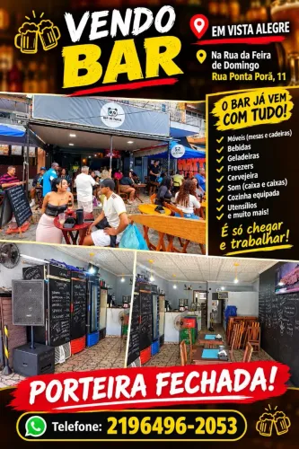 Vendo bar! Em vista alegre,na rua da feira de Domingo, excelente ponto.