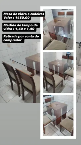 Mesa de jantar - vidro - 8 lugares