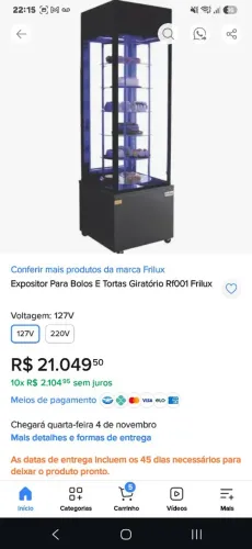 Expositor para bolos marca Gelopar. Pra vender rápido!