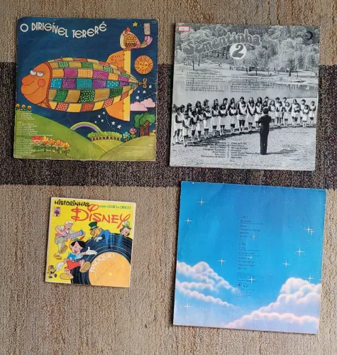 Lote 4 Discos De Vinil Infantis Antigos Anos 70/80 - Jairzinho e Simony, Disney e Mais