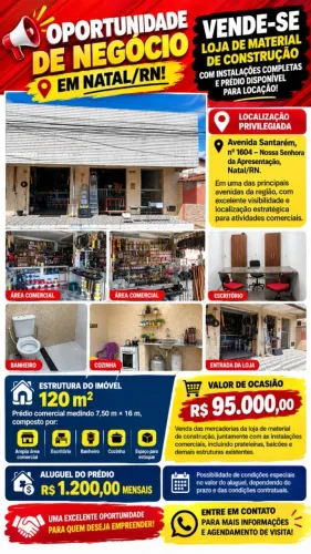 LOJA DE MATERIAL PARA CONSTRUÇÃO EM NATAL RN 120M2