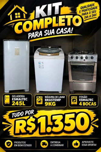 Geladeira, Máquina de Lavar e Fogão