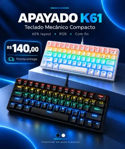 Teclado Mecânico RGB 60% Apayado K61