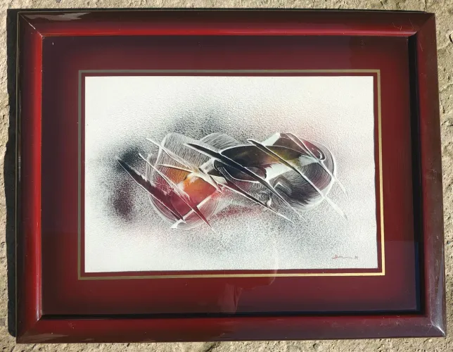 Quadro Abstrato Fábio Pace 1978 - Técnica Mista Original