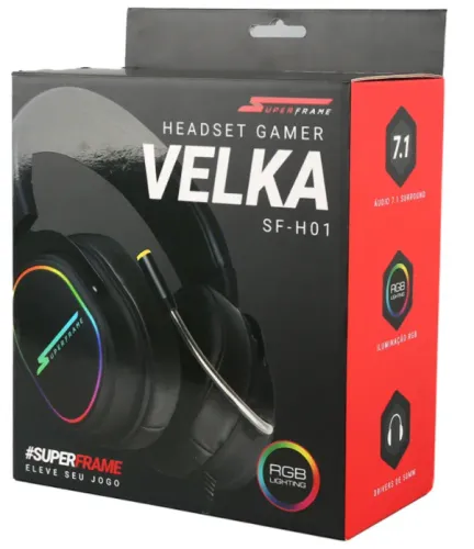 Headset Gamer SuperFrame, VELKA, 7.1 Surround, RGB, USB, Black