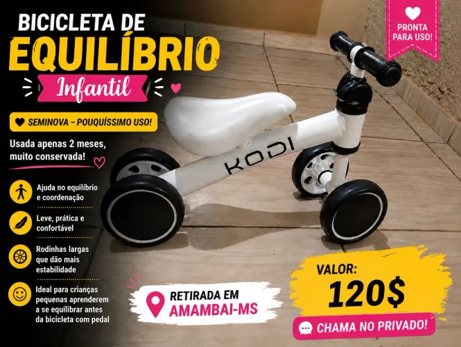 Bicicleta equilíbrio 1 ano