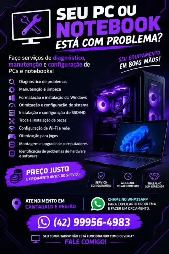 SERVIÇOS DE PCs E NOTEBOOKS!