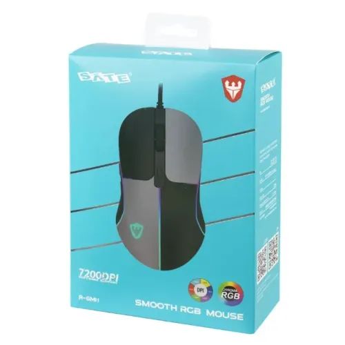 Mouse Gamer Satellite Smooth RGB USB Preto e Cinza