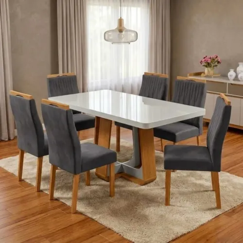 Mesa Jantar 1,70m Max + 4 Cadeiras Madeira Maciça tt87