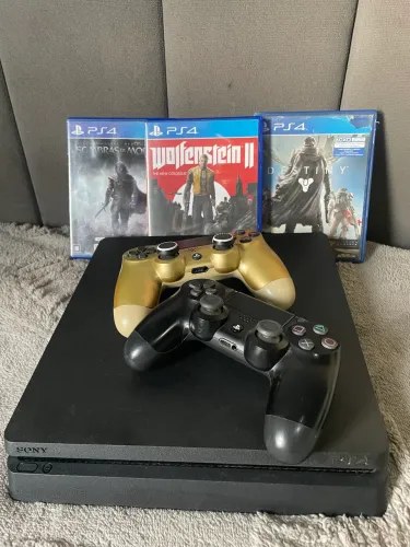 Ps4 Slim 500gb + 2 controles + 3 jogos