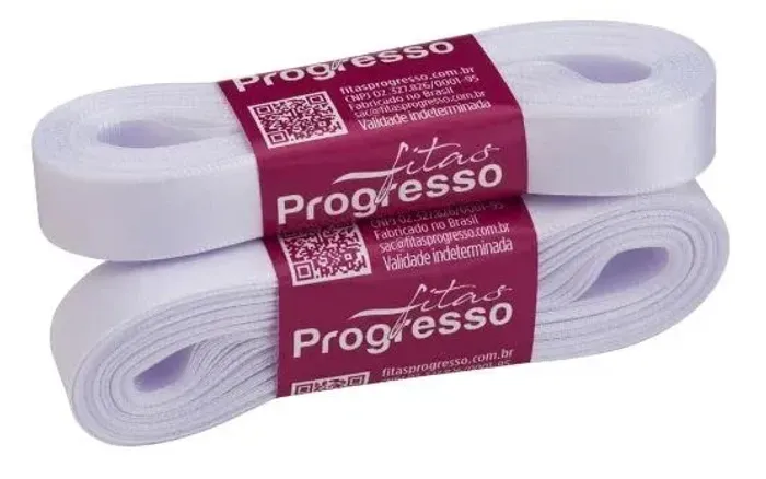 Fita de Cetim N°03  15MM Progresso 10  metros - Branco (201)