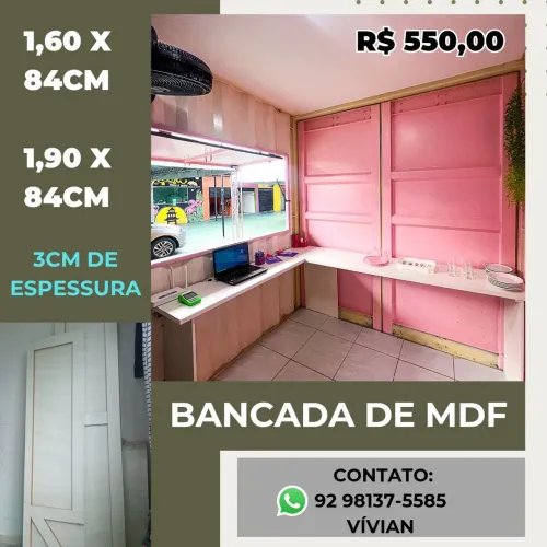 Bancada Em L De MDF 3cm de ESPESSURA (1,60x84 E 1,90x84) - Já Desinstalada