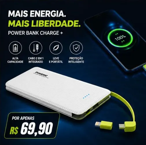 Power Bank 10000 mAh somente R$ 69,90